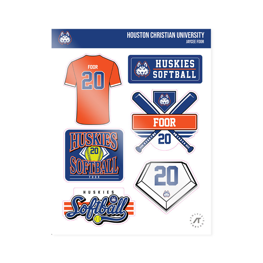 HCU - NCAA Softball : Jaycee Foor - Sticker Sheet-0