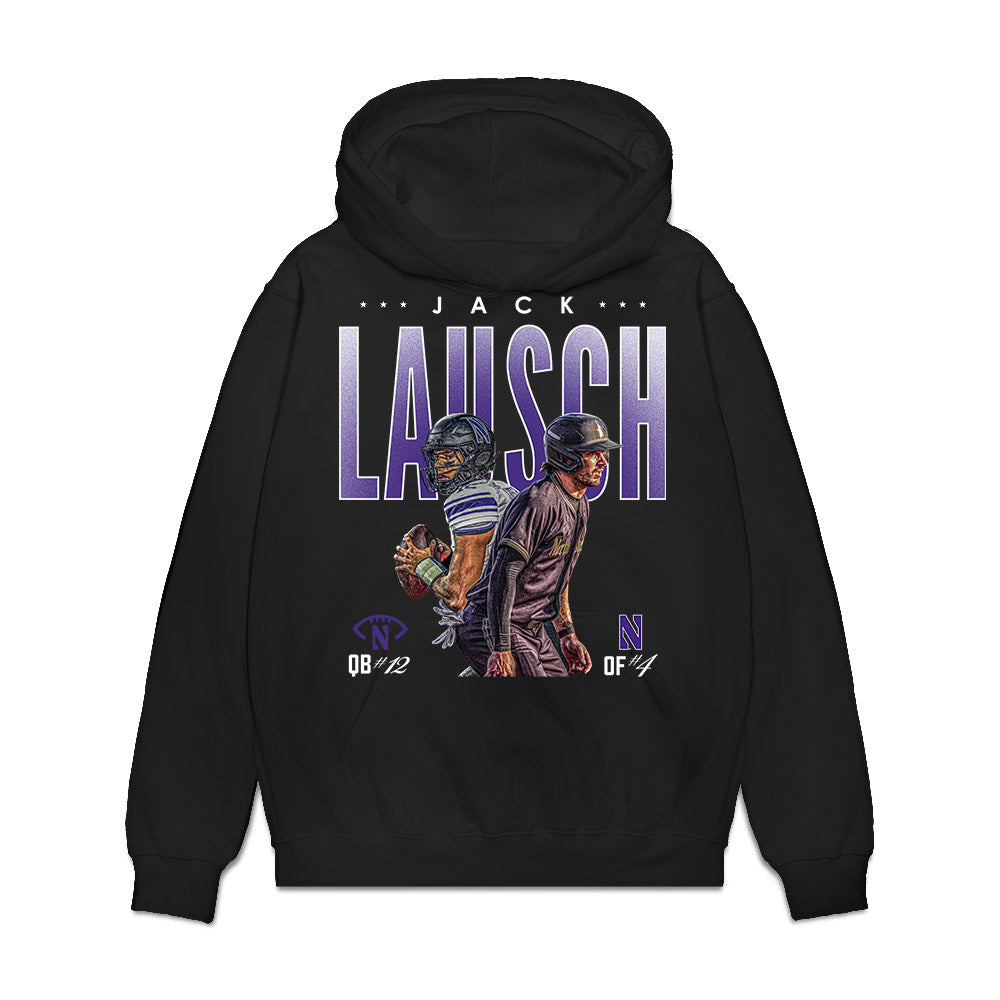 Northwestern - NCAA Baseball : Jack Lausch - Collage Premium Hooded Sweatshirt-0