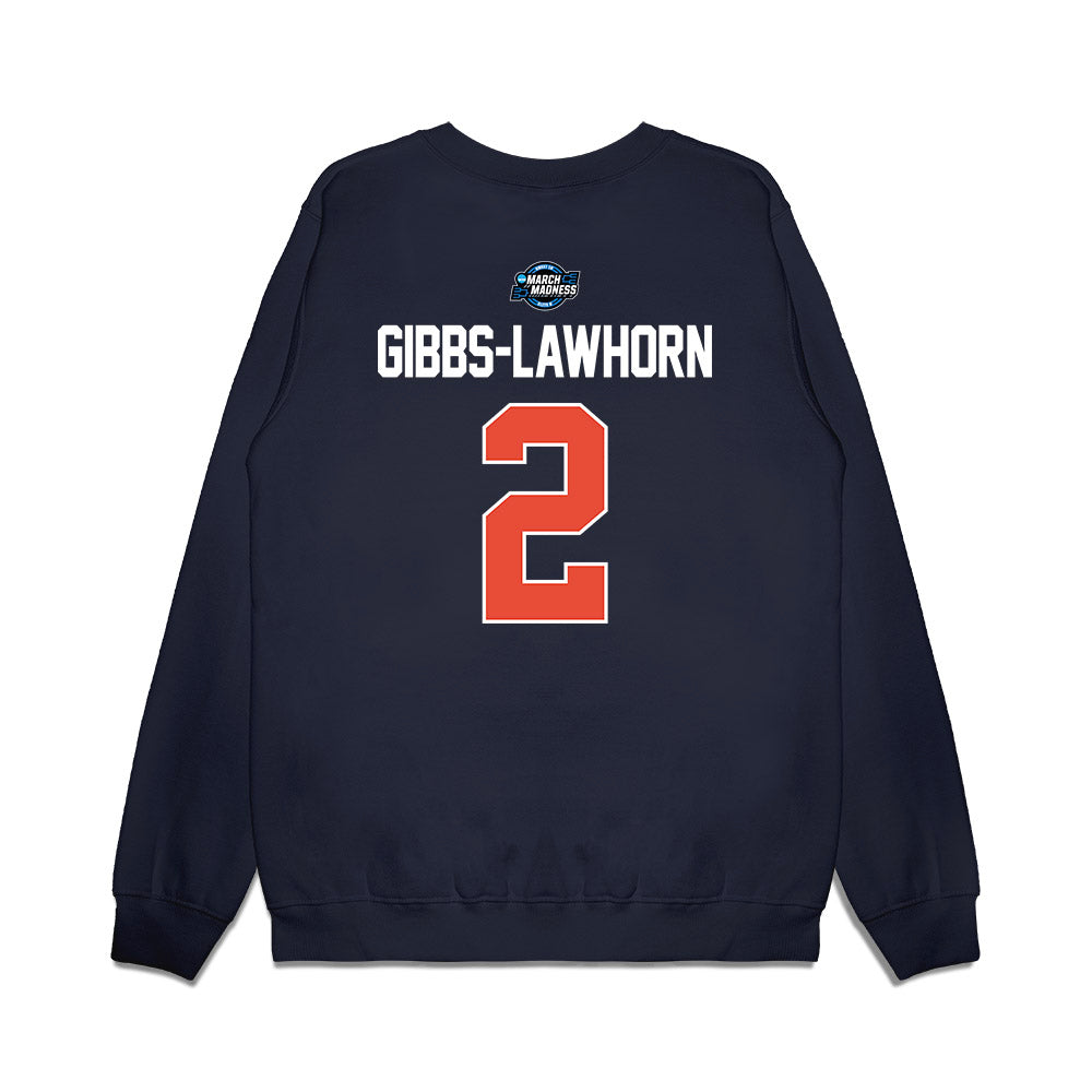 Illinois - NCAA Men's Basketball : Dra Gibbs-Lawhorn - NCAA® March Madness® 2025 Sweet 16 Shersey Premium Crewneck Sweatshirt-1