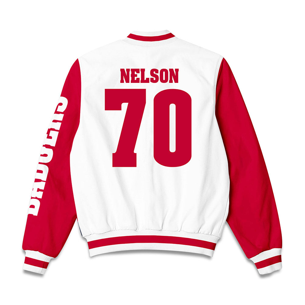 Wisconsin - NCAA Football : Barrett Nelson - Bomber Jacket-1