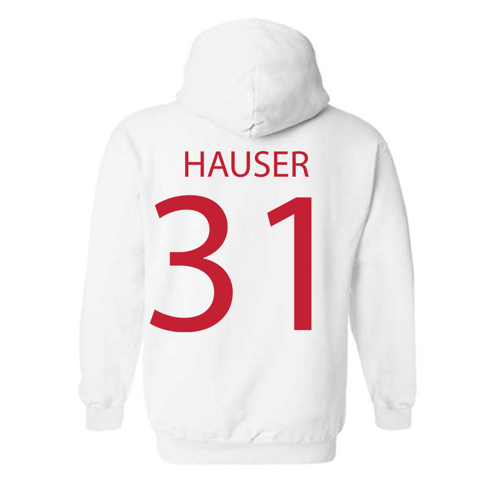 Wisconsin - NCAA Men's Ice Hockey : Daniel Hauser - Sports Shersey Hooded Sweatshirt-1