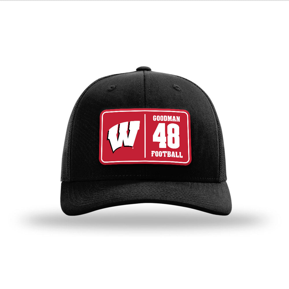 Wisconsin - NCAA Football : Andrew Goodman - Suede Patch Snapback Trucker Hat-0