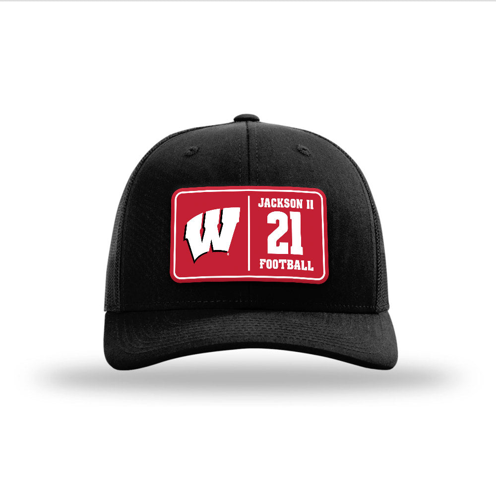 Wisconsin - NCAA Football : Bryan Jackson II - Suede Patch Snapback Trucker Hat-0