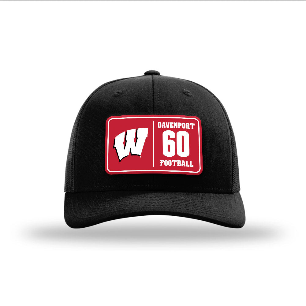 Wisconsin - NCAA Football : Nolan Davenport - Suede Patch Snapback Trucker Hat-0