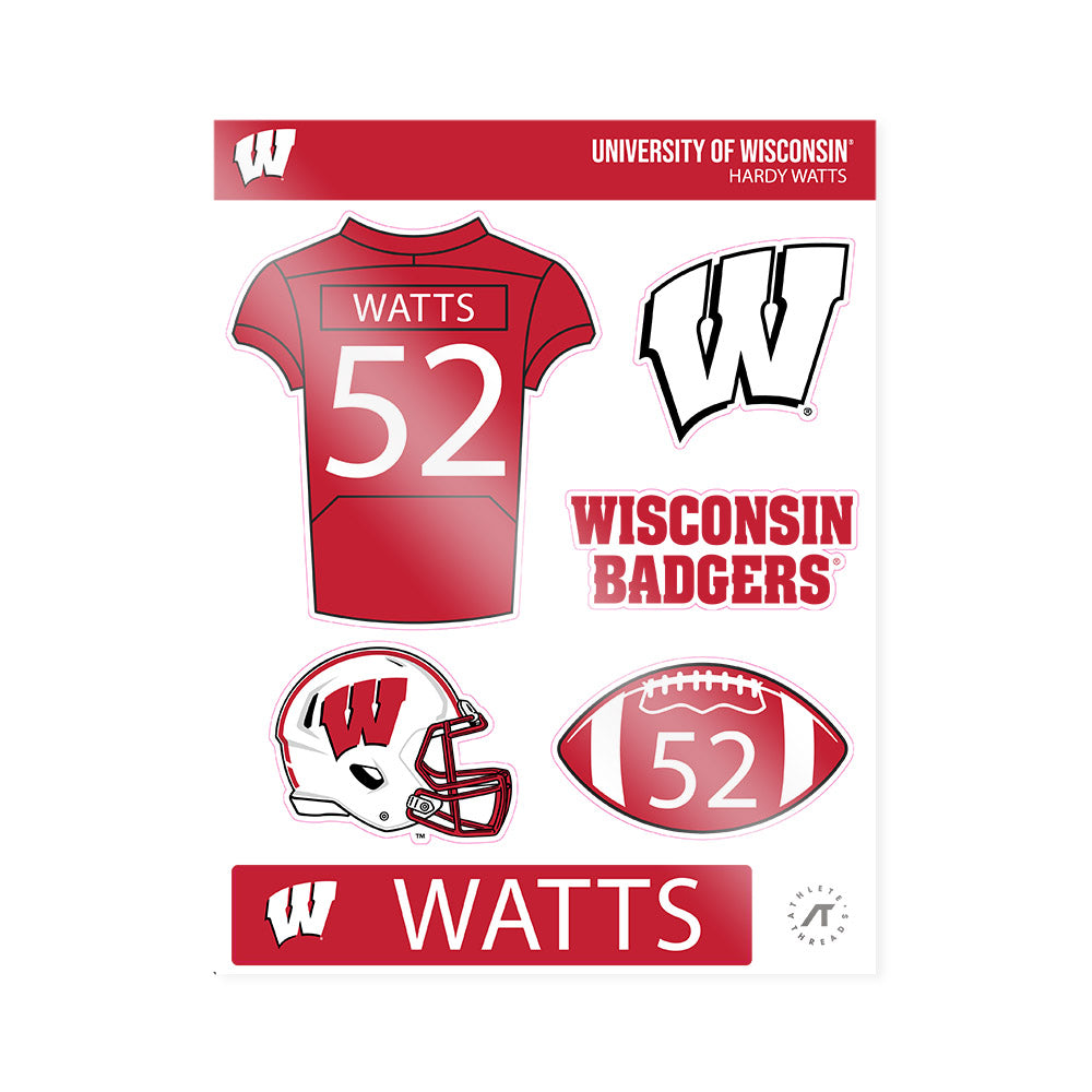 Wisconsin - NCAA Football : Hardy Watts - Sticker Sheet-0