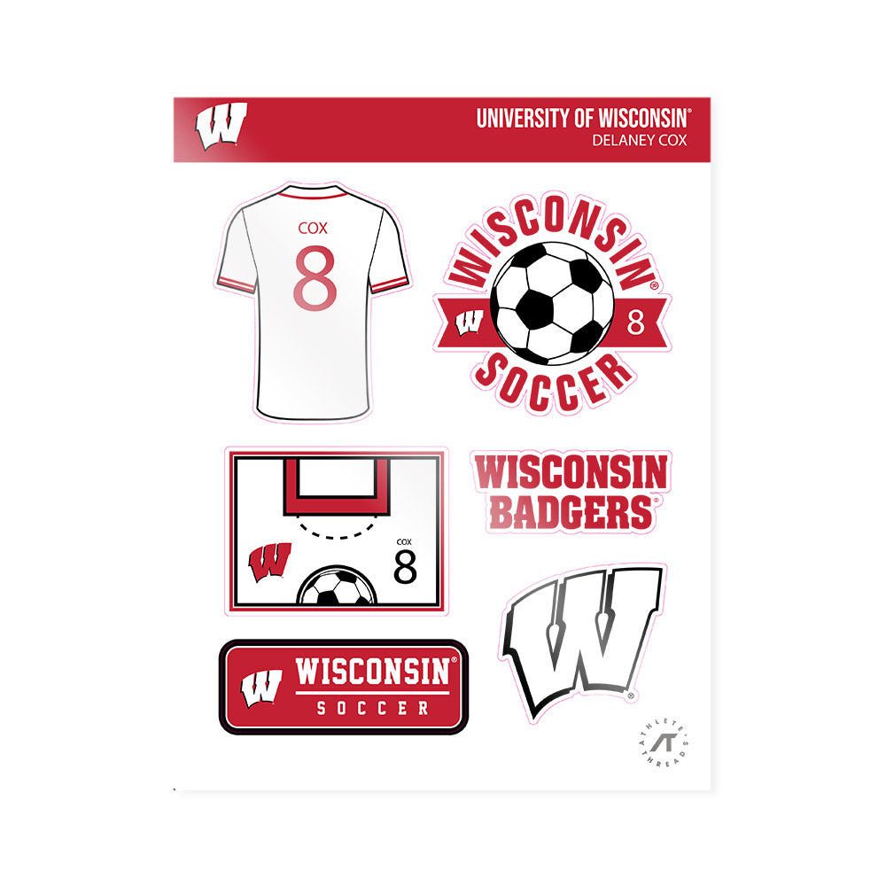 Wisconsin - NCAA Women's Soccer : Delaney Cox - Sticker Sheet-0