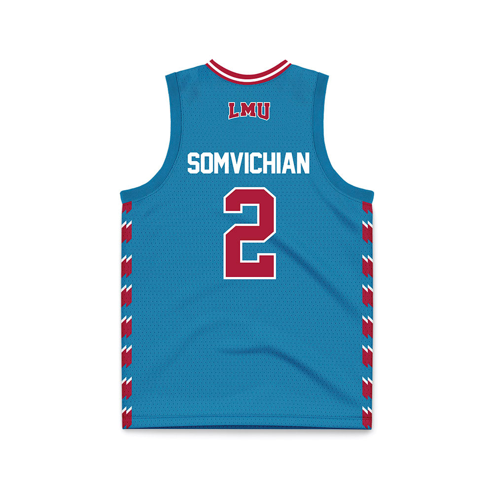 LMU - NCAA Women's Basketball : Mari Somvichian - Blue Basketball Jersey-1