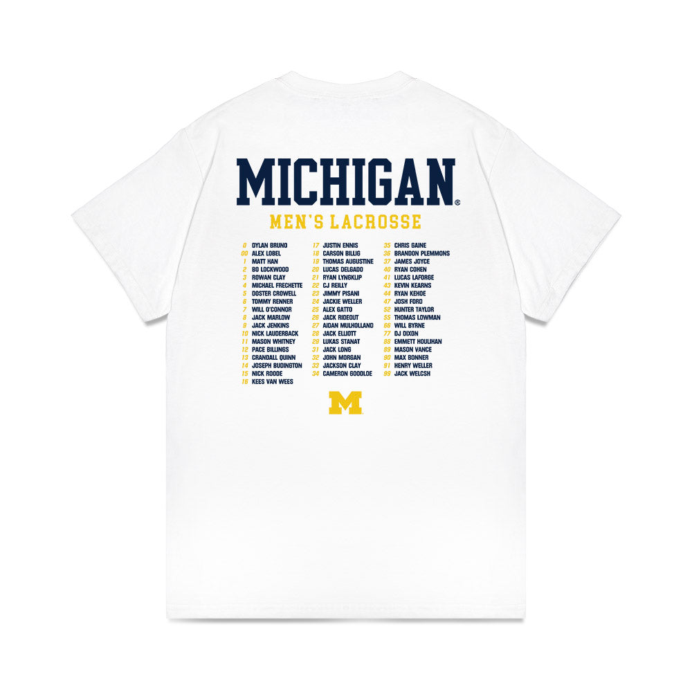Michigan - NCAA Men's Lacrosse : - Roster Comfort Colors T-Shirt-1