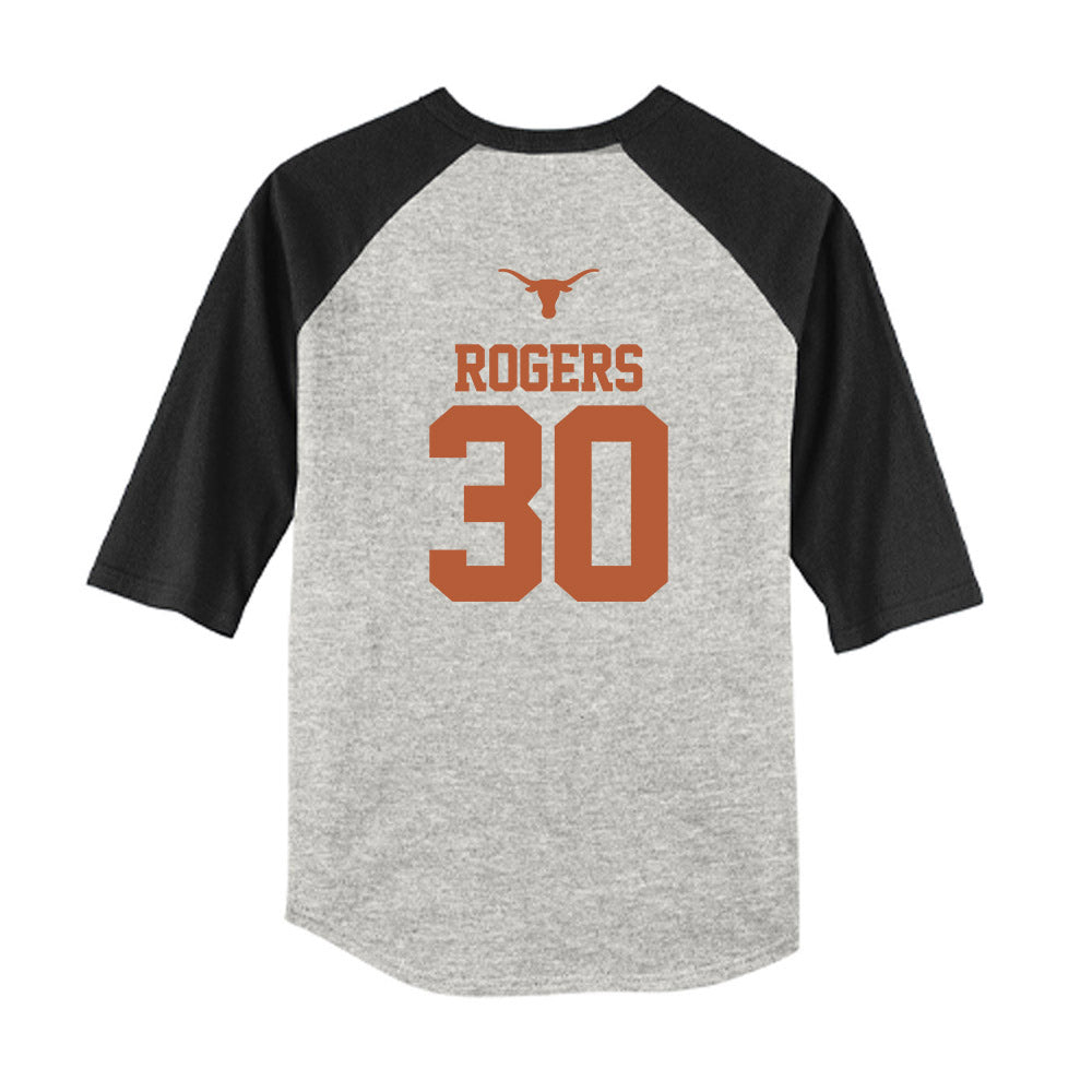 Texas - NCAA Baseball : Kaleb Rogers - USA Raglan Youth Raglan T-Shirt-1