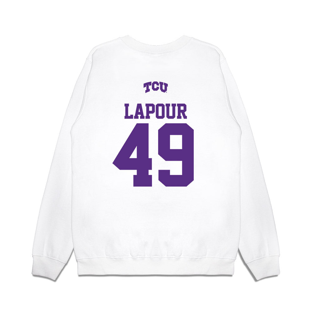 TCU - NCAA Baseball : Tommy LaPour - USA Raglan Premium Crewneck Sweatshirt-1