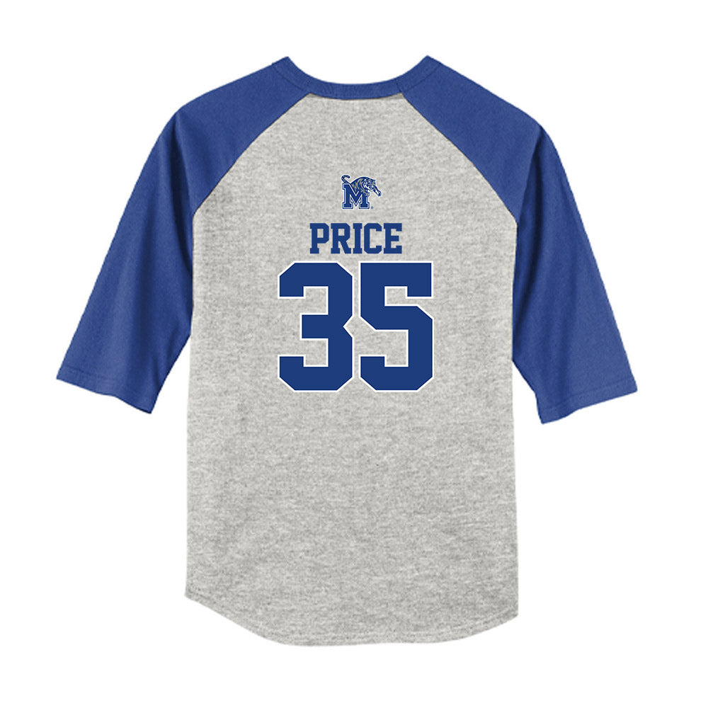Memphis - NCAA Baseball : Parker Price - USA Youth Raglan T-Shirt-1