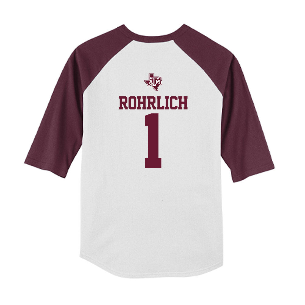 Texas A&M - NCAA Softball : Reagan Rohrlich - USA Youth Raglan T-Shirt-1