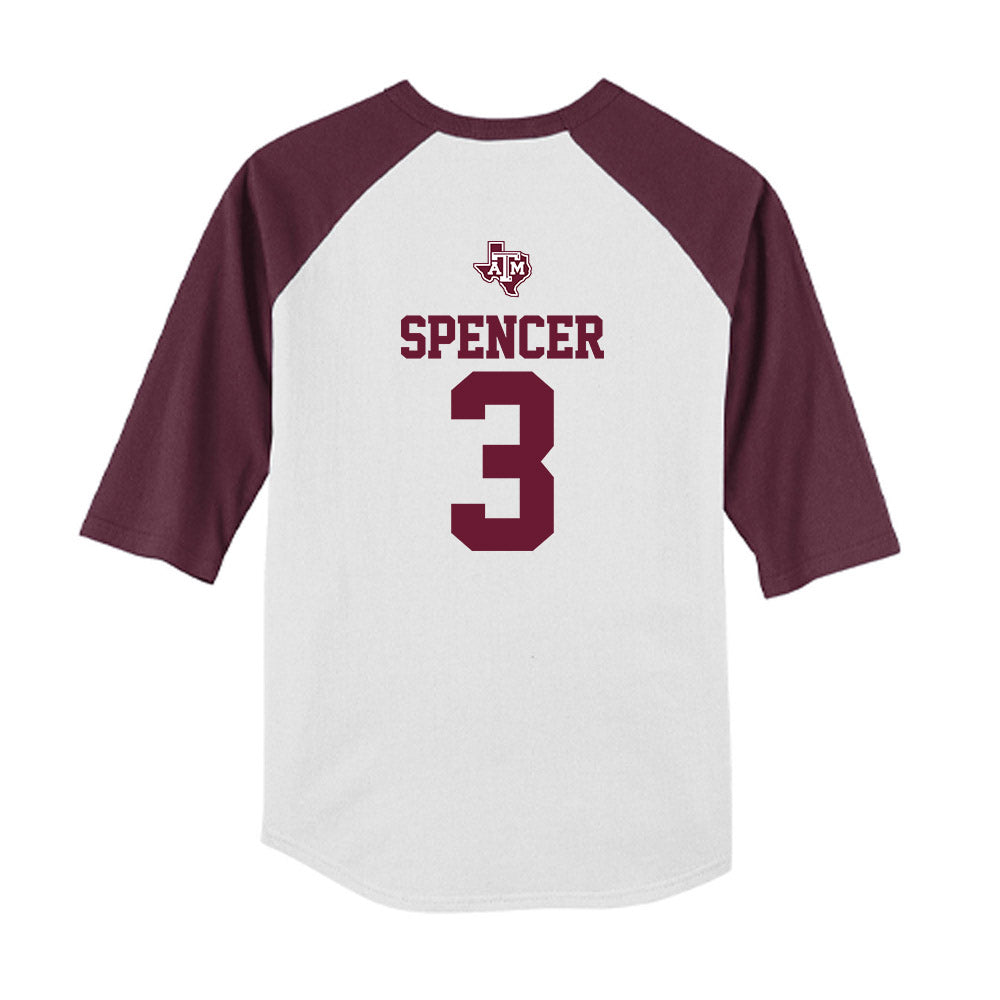 Texas A&M - NCAA Softball : Trinitey Spencer - USA Youth Raglan T-Shirt-1