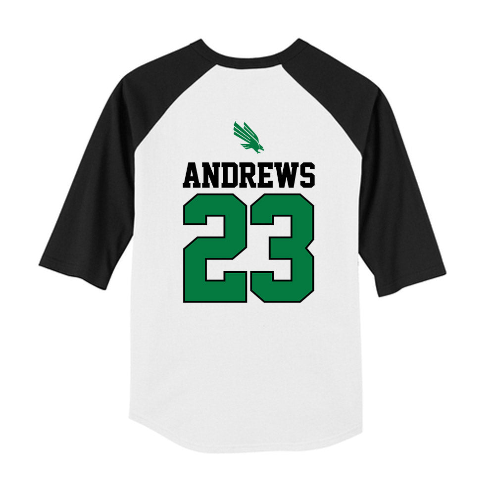 North Texas - NCAA Softball : Elizabeth Andrews - USA Youth Raglan T-Shirt-1