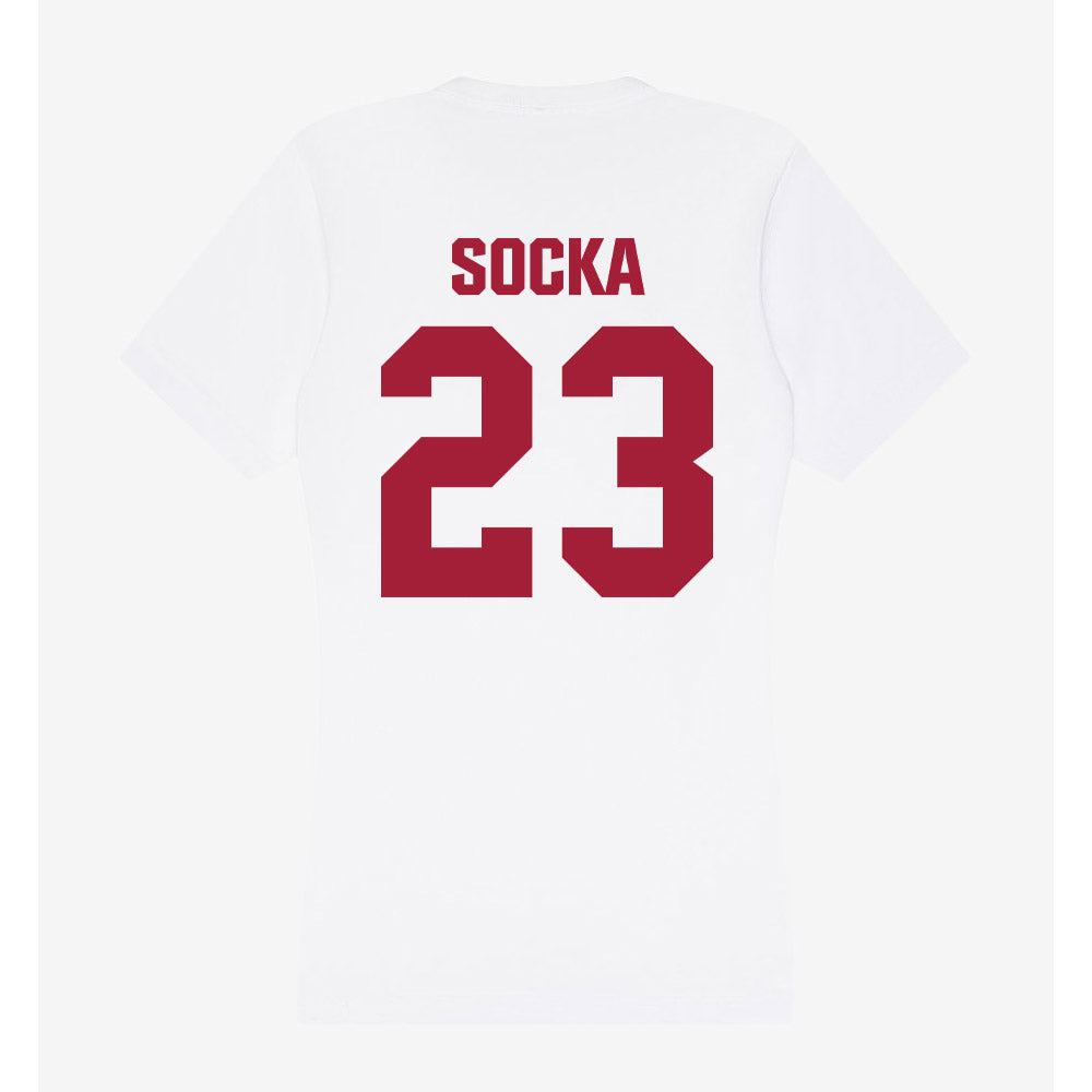 Indiana - NCAA Women's Basketball : Zania Socka - Women's V-Neck T-Shirt-1