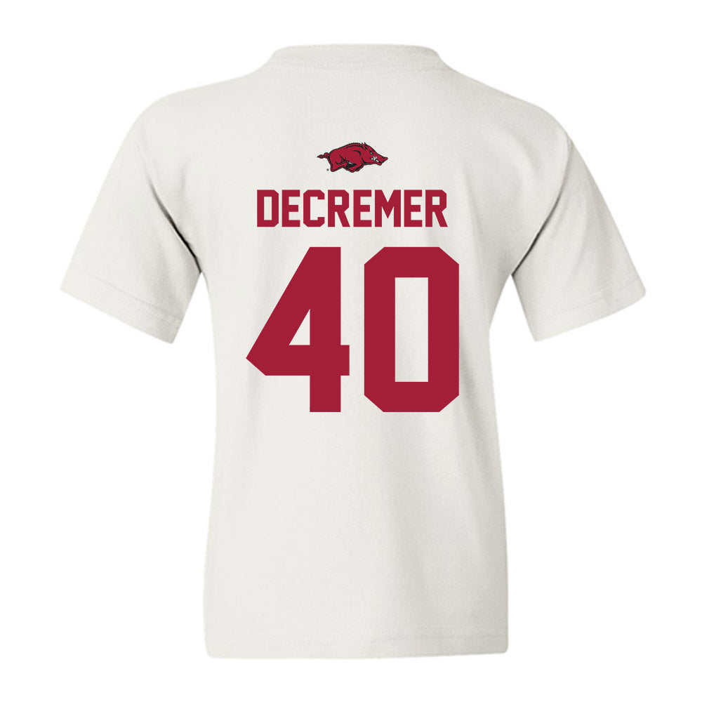 Arkansas - NCAA Baseball : James DeCremer - NCAA® Replica Shersey Youth T-Shirt-1
