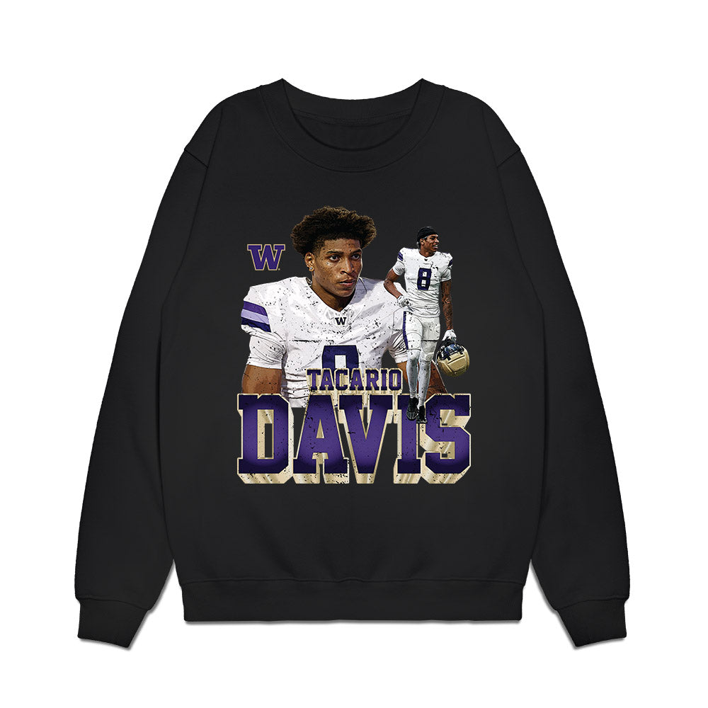 Washington - NCAA Football : Tacario Davis - Collage Premium Crewneck Sweatshirt-0