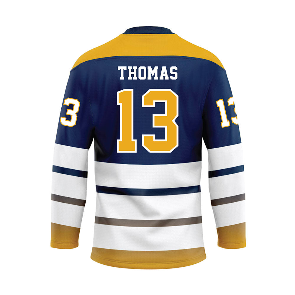 UTC - NCAA Women's Soccer : Paige Thomas - Blue Hockey Jersey-1