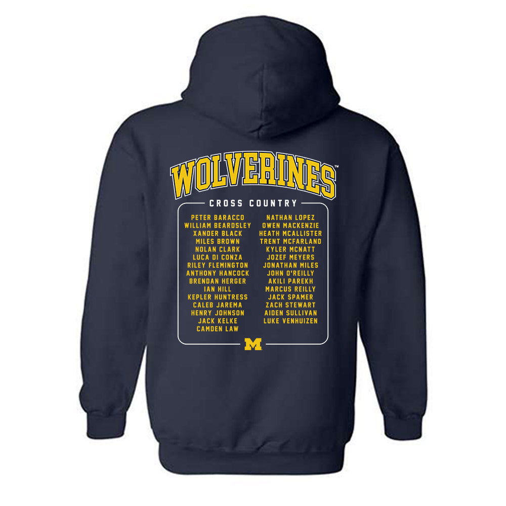 Michigan - NCAA Men's Cross Country : - Roster Tee Hooded Sweatshirt-1