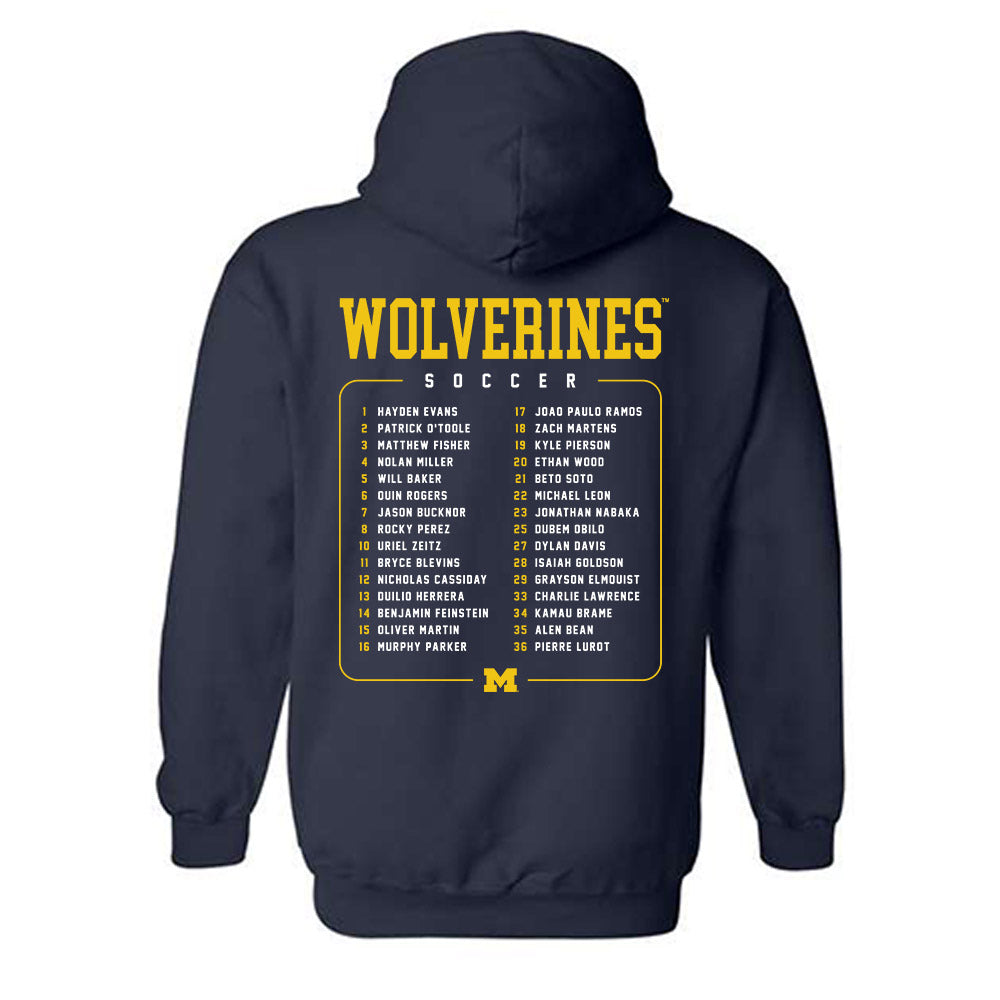 Michigan - NCAA Men's Soccer : - Roster Hooded Sweatshirt-1