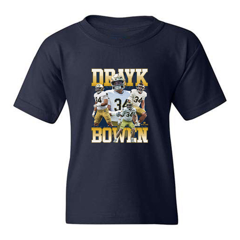 Notre Dame - NCAA Football : Drayk Bowen - Collage Youth T-Shirt-0