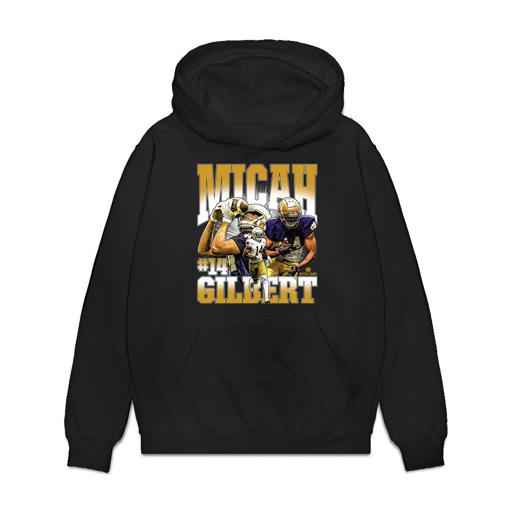 Notre Dame - NCAA Football : Micah Gilbert - Collage Premium Hooded Sweatshirt-0