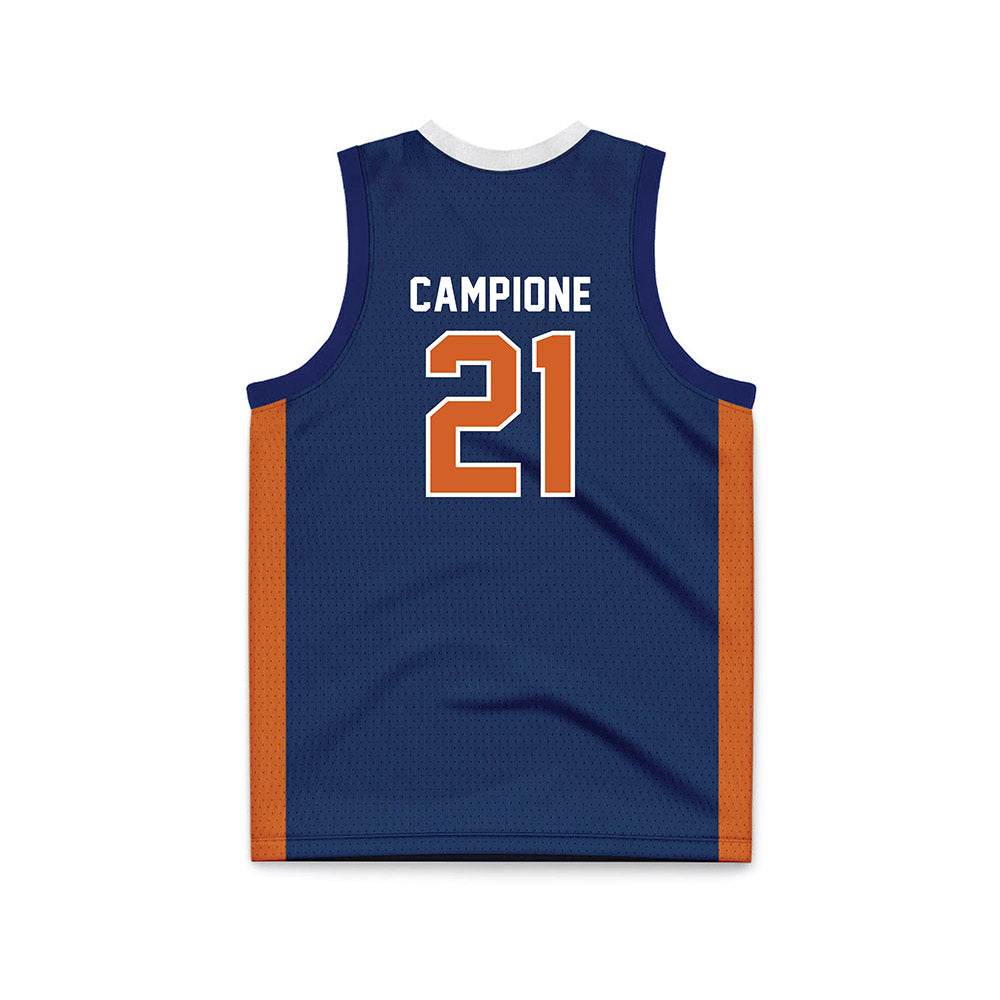 Wheaton IL - NCAA Men's Basketball : Matthew Campione - Navy Basketball Jersey-1