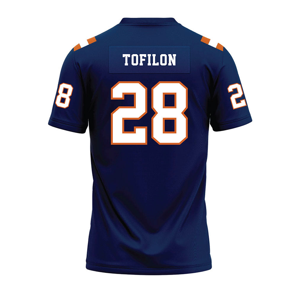 Wheaton IL - NCAA Football : Nate Tofilon - Navy Premium Football Jersey-1