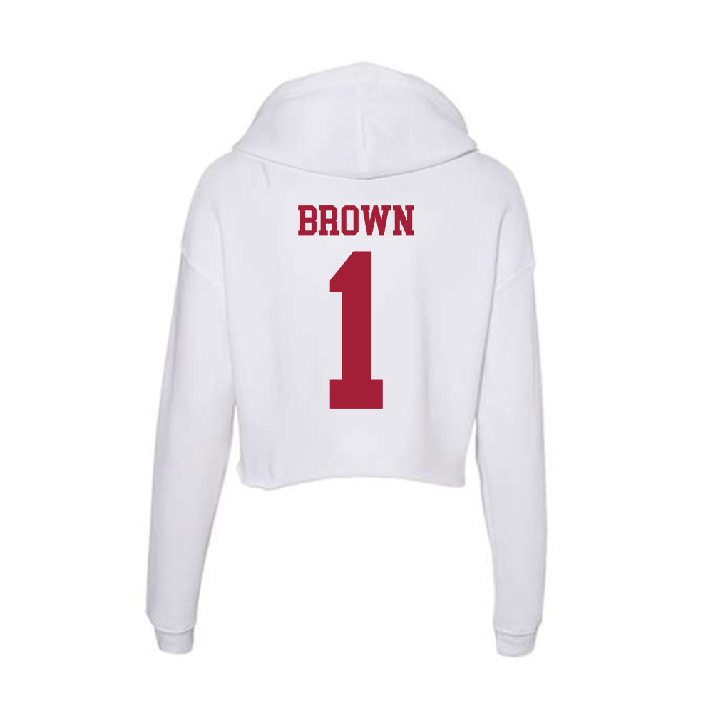 Oklahoma - NCAA Men's Basketball : Xzayvier Brown - Women's Crop Fleece Hoodie-1