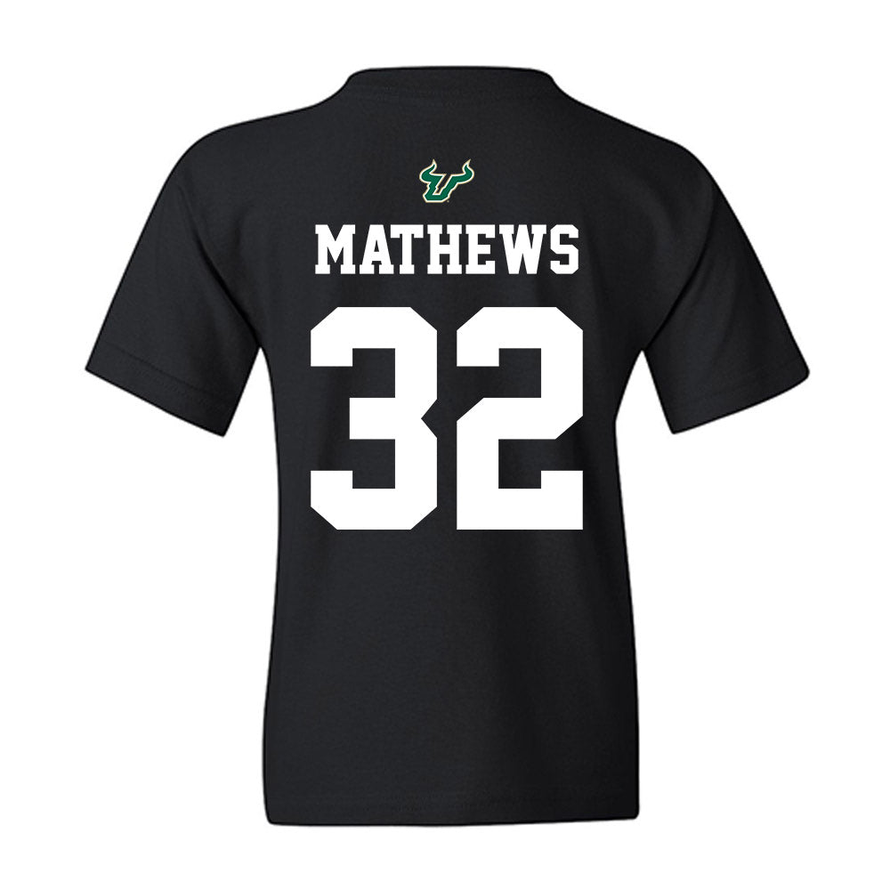 USF - NCAA Football : Connor Mathews - Back in Black Shersey Youth T-Shirt-1