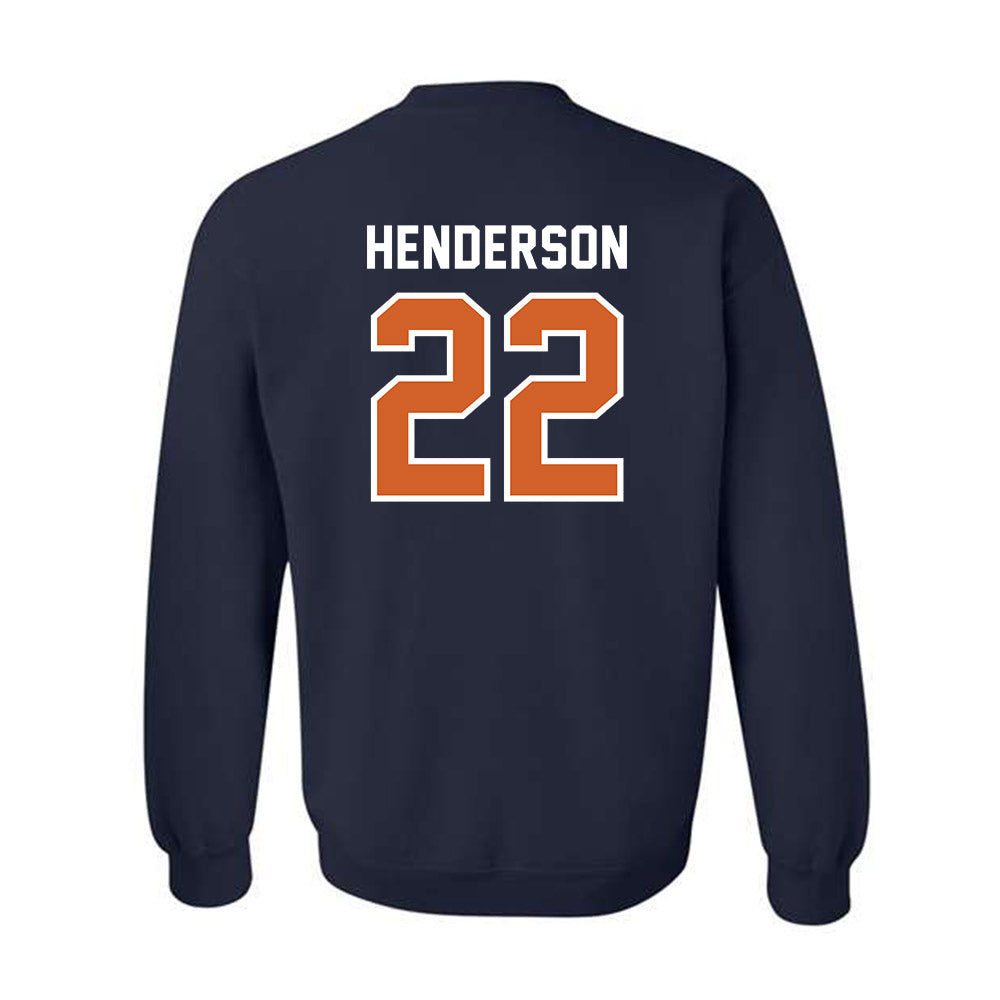 Wheaton IL - NCAA Baseball : Caleb Henderson - Navy Crewneck Sweatshirt-1