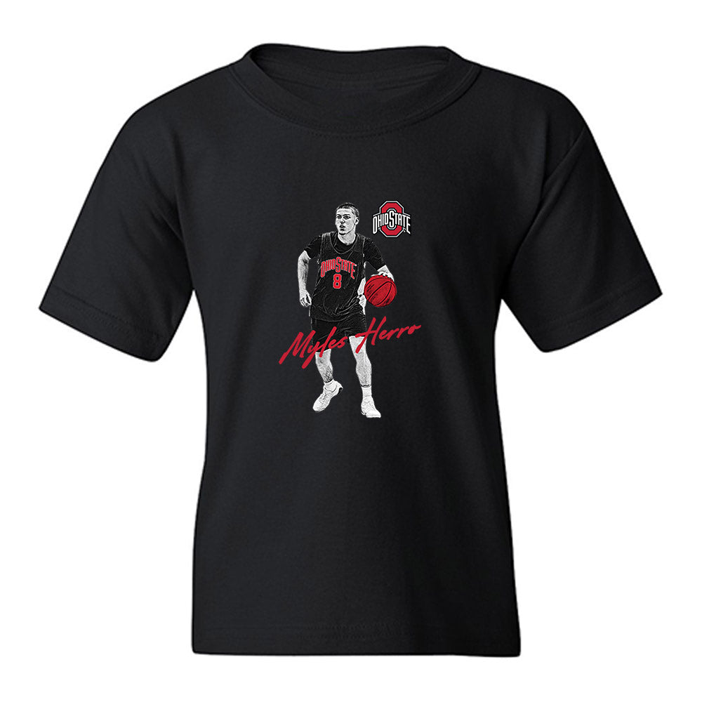 Ohio State - NCAA Men's Basketball : Myles Herro - Player Illustration Youth T-Shirt-0
