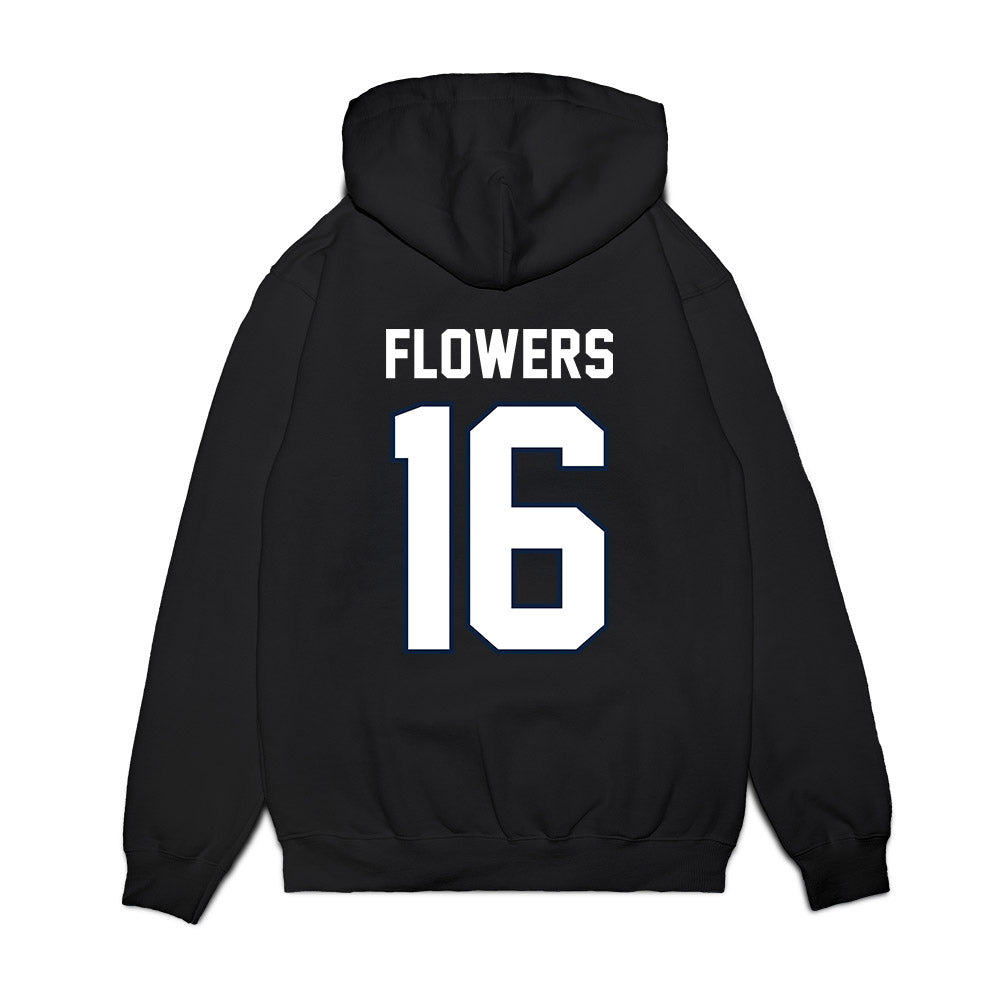 UConn - NCAA Football : Kamren Flowers - Vintage Helmet Premium Hooded Sweatshirt-1