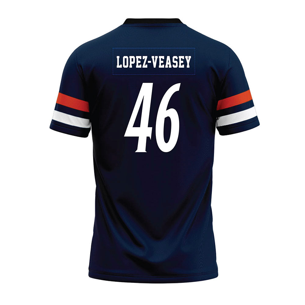 UTSA - NCAA Football : Jacob Lopez-Veasey - Navy Premium Football Jersey-1