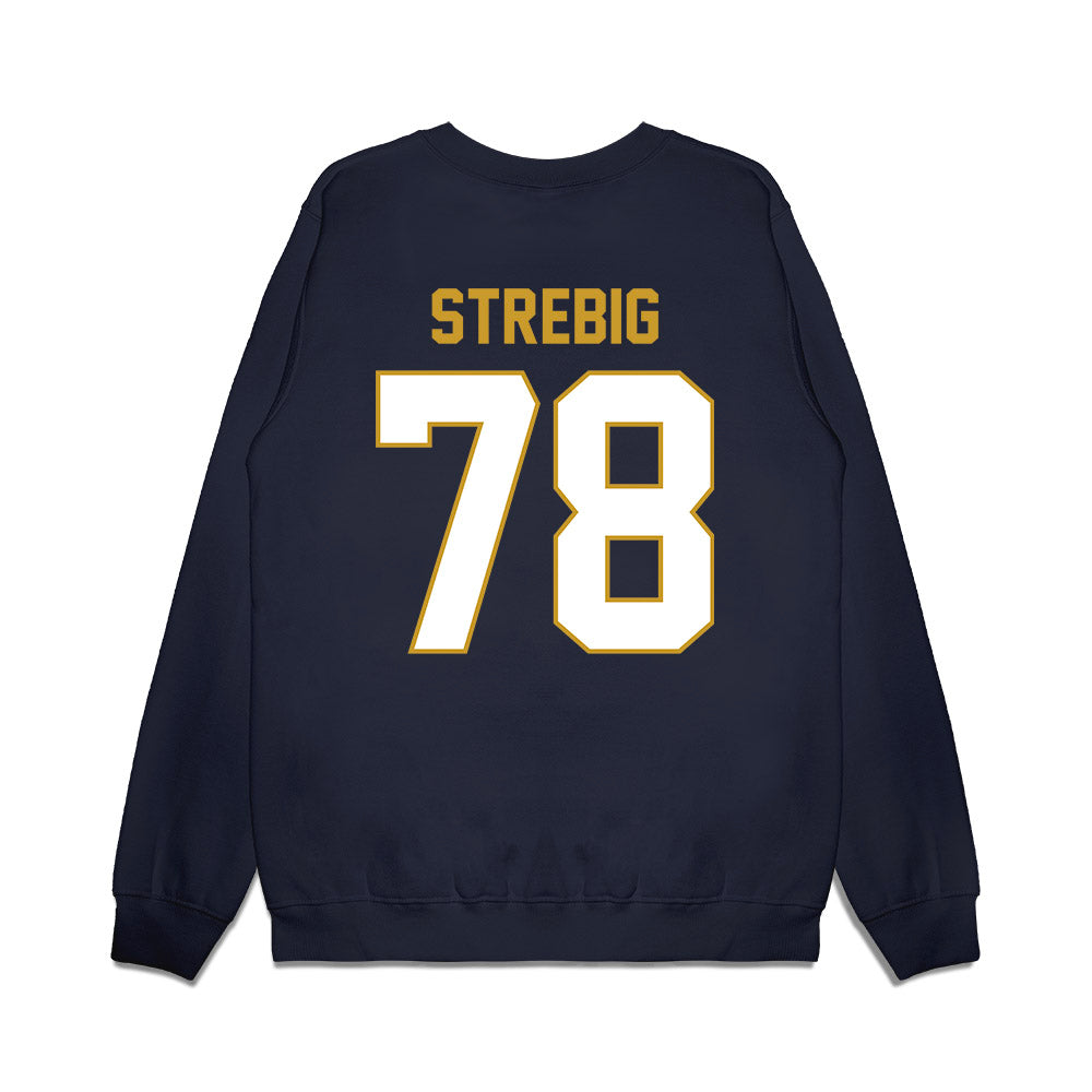 Notre Dame - NCAA Football : Owen Strebig - Vintage Helmet Premium Crewneck Sweatshirt-1