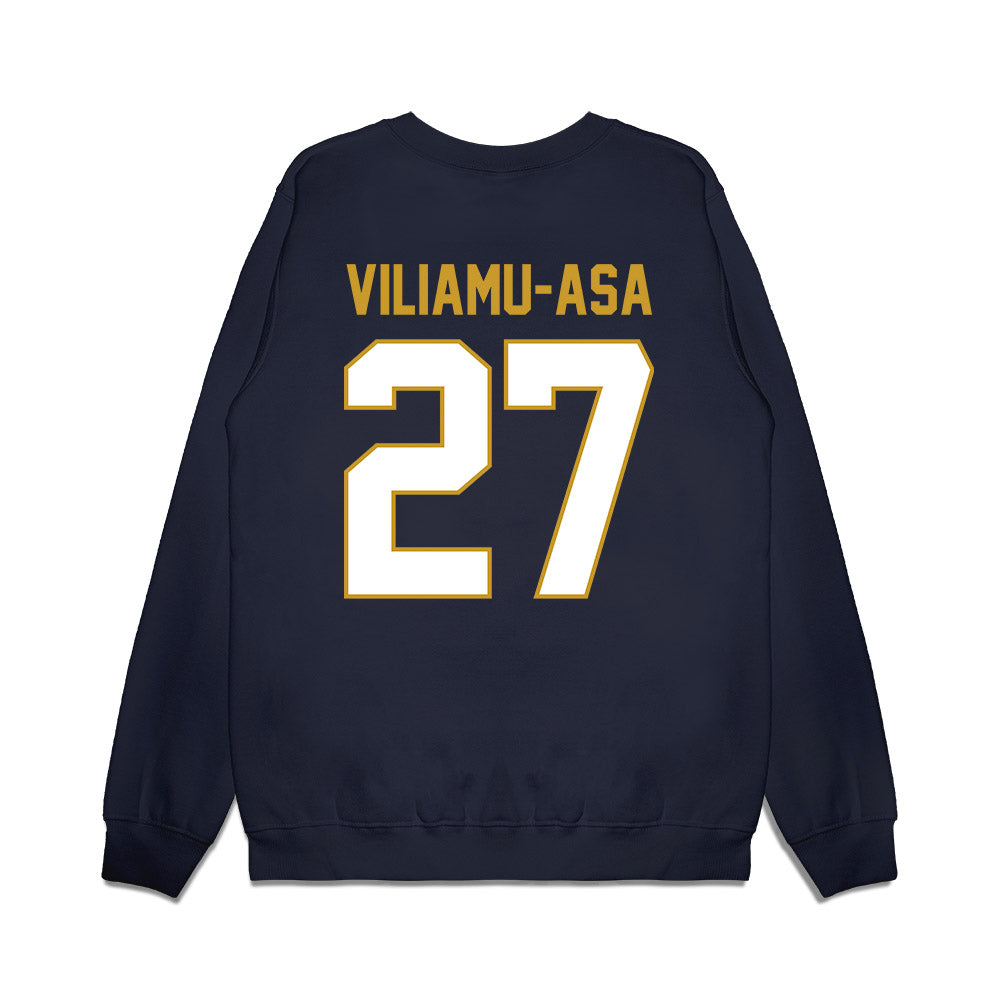 Notre Dame - NCAA Football : Kyngstonn Viliamu-Asa - Vintage Helmet Premium Crewneck Sweatshirt-1