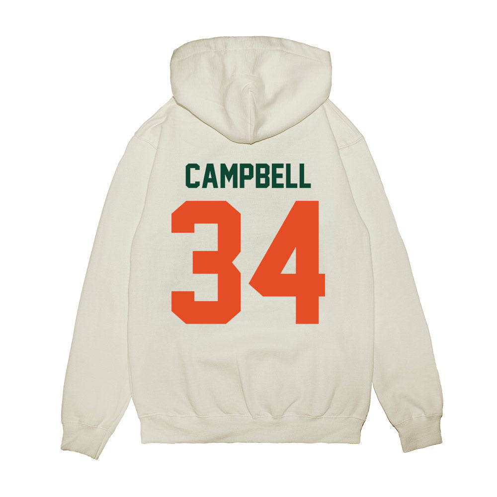 Miami - NCAA Football : Jordan Campbell - Vintage Helmet Premium Hooded Sweatshirt-1