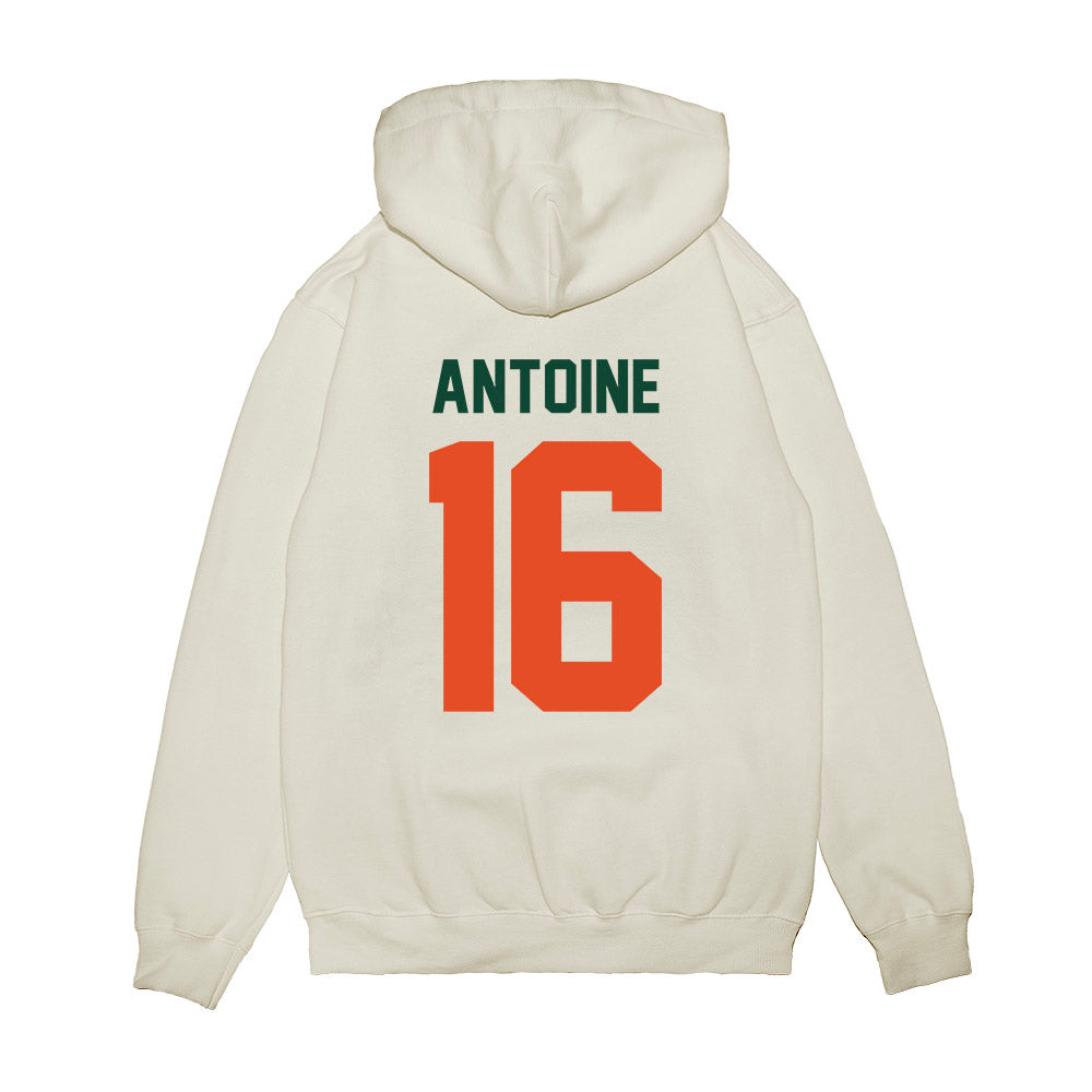 Miami - NCAA Football : Jaboree Antoine - Vintage Helmet Premium Hooded Sweatshirt-1