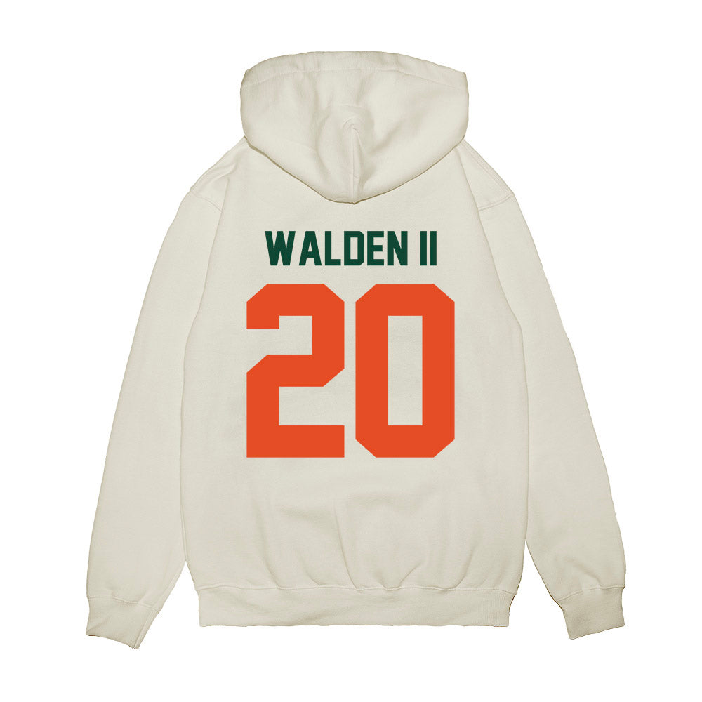 Miami - NCAA Football : Terrell Walden II - Vintage Helmet Premium Hooded Sweatshirt-1