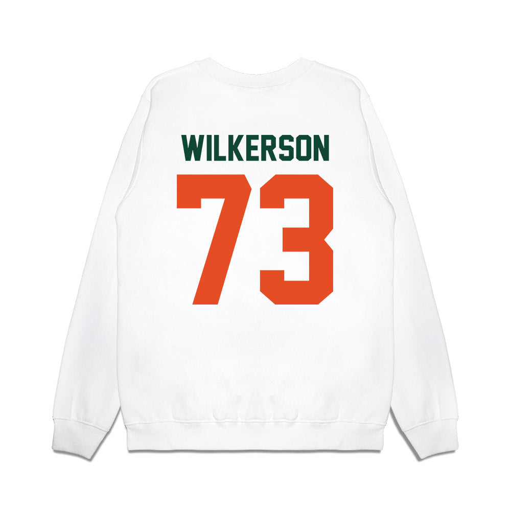 Miami - NCAA Football : Jaden Wilkerson - Vintage Helmet Premium Crewneck Sweatshirt-1