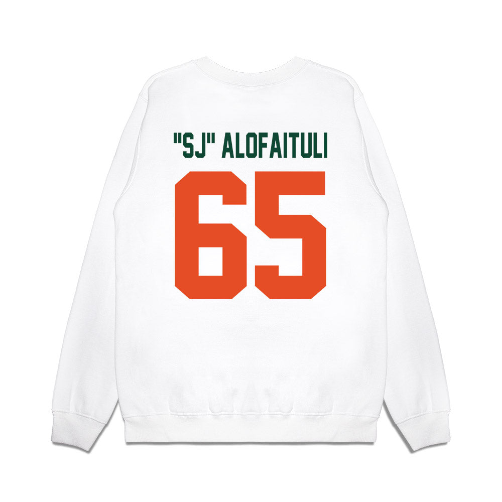 Miami - NCAA Football : Seuseu "SJ" Alofaituli - Vintage Helmet Premium Crewneck Sweatshirt-1