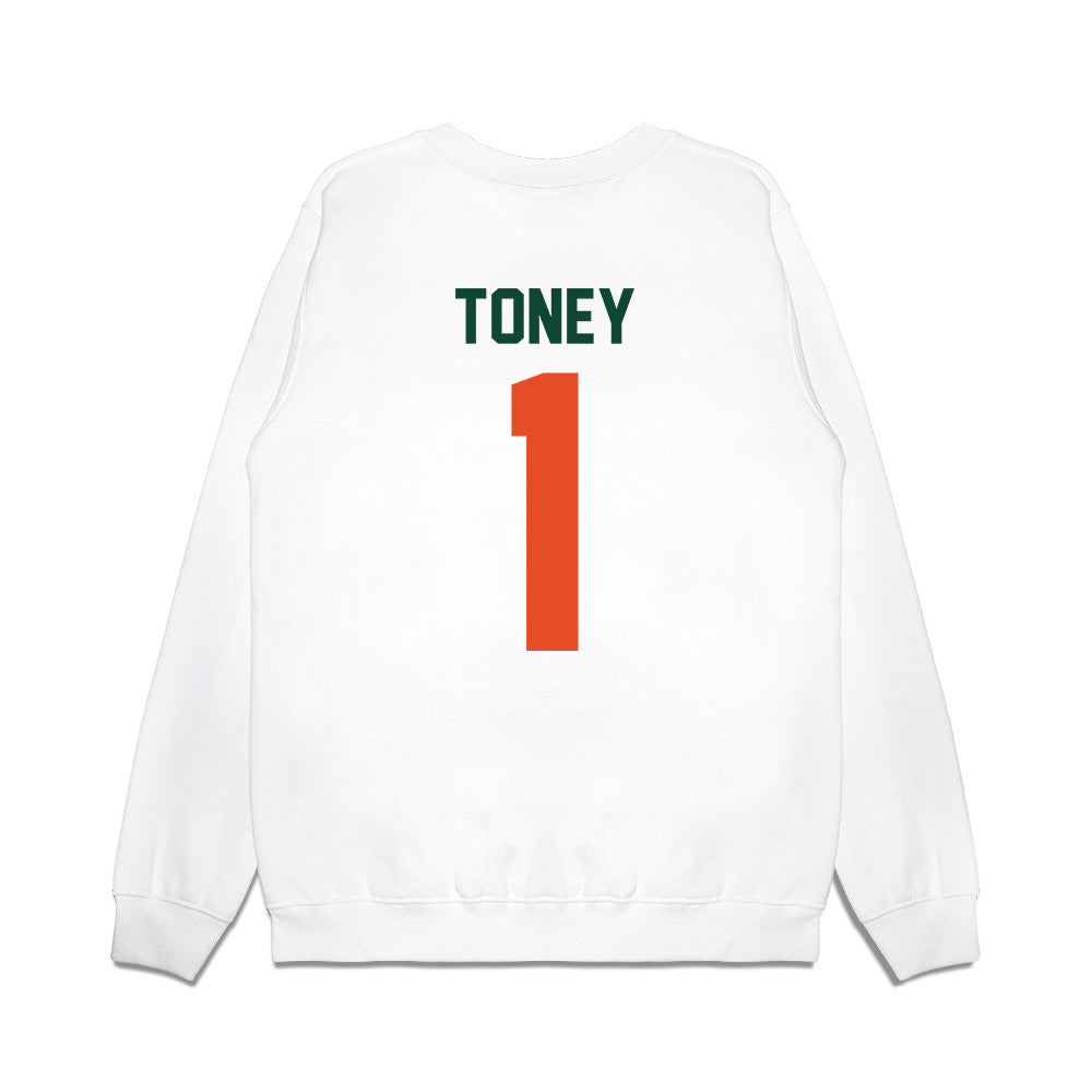 Miami - NCAA Football : Malachi Toney - Vintage Helmet Premium Crewneck Sweatshirt-1