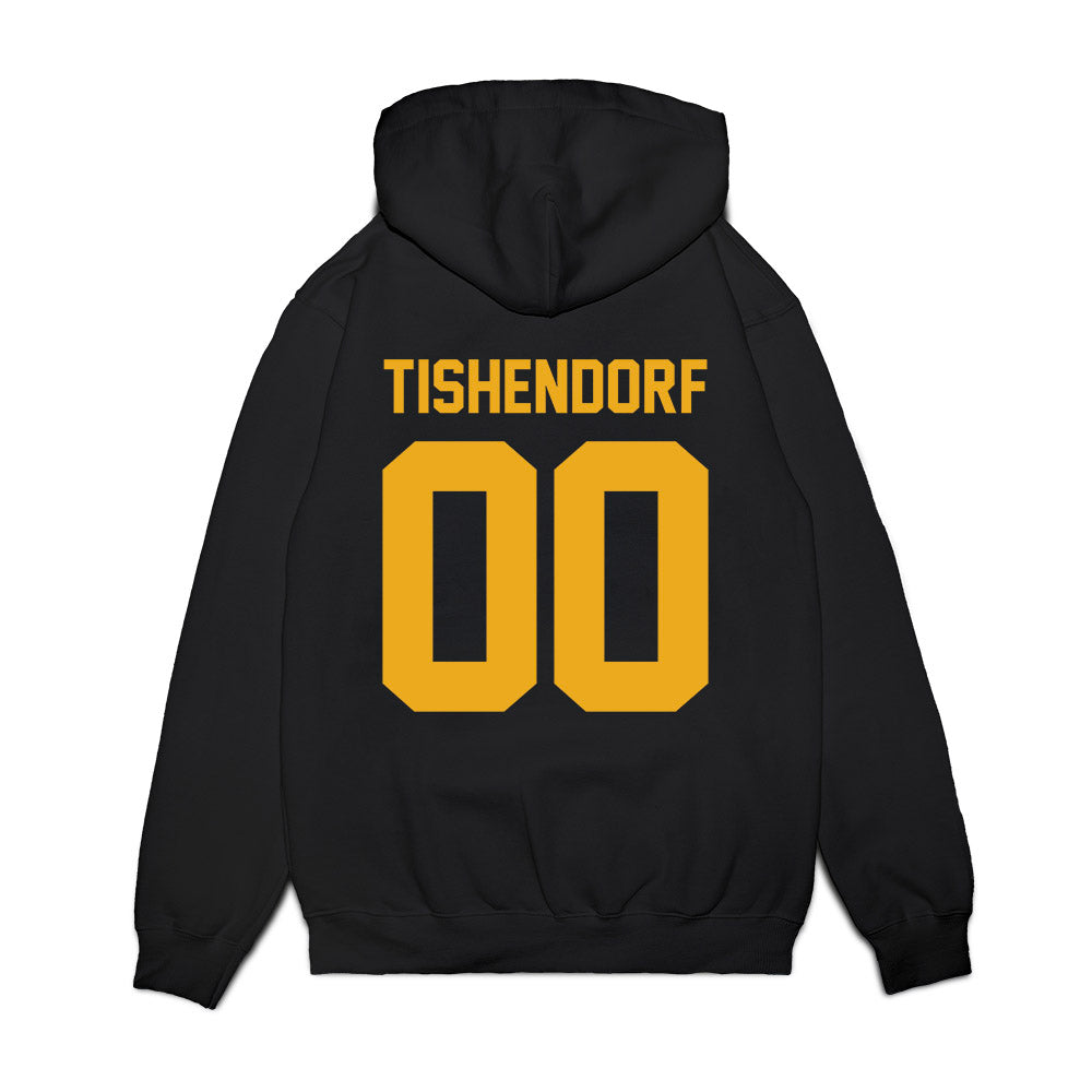 West Virginia - NCAA Football : Noah Tishendorf - Vintage Helmet Premium Hooded Sweatshirt-1