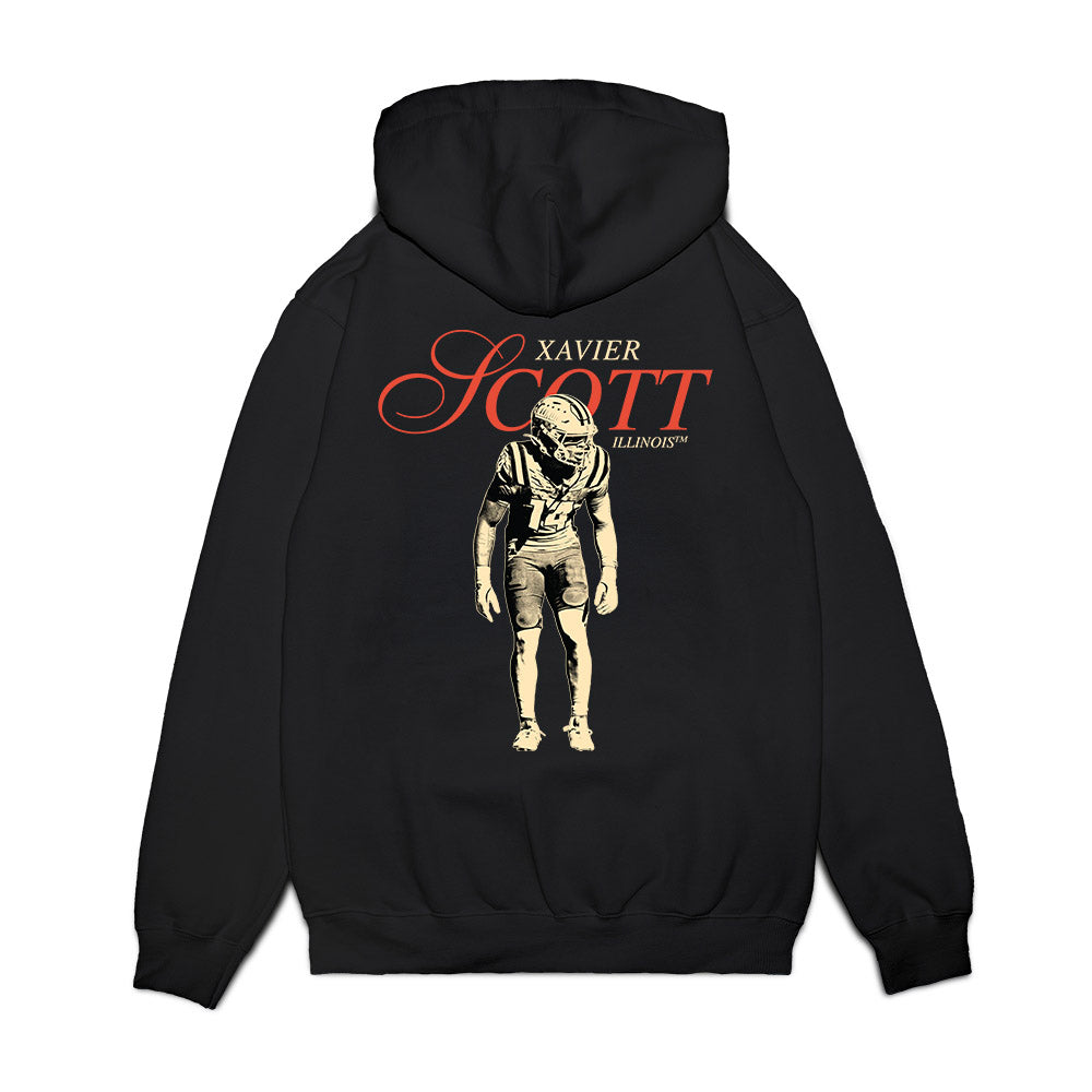 Illinois - NCAA Football : Xavier Scott - Premium Hooded Sweatshirt-1