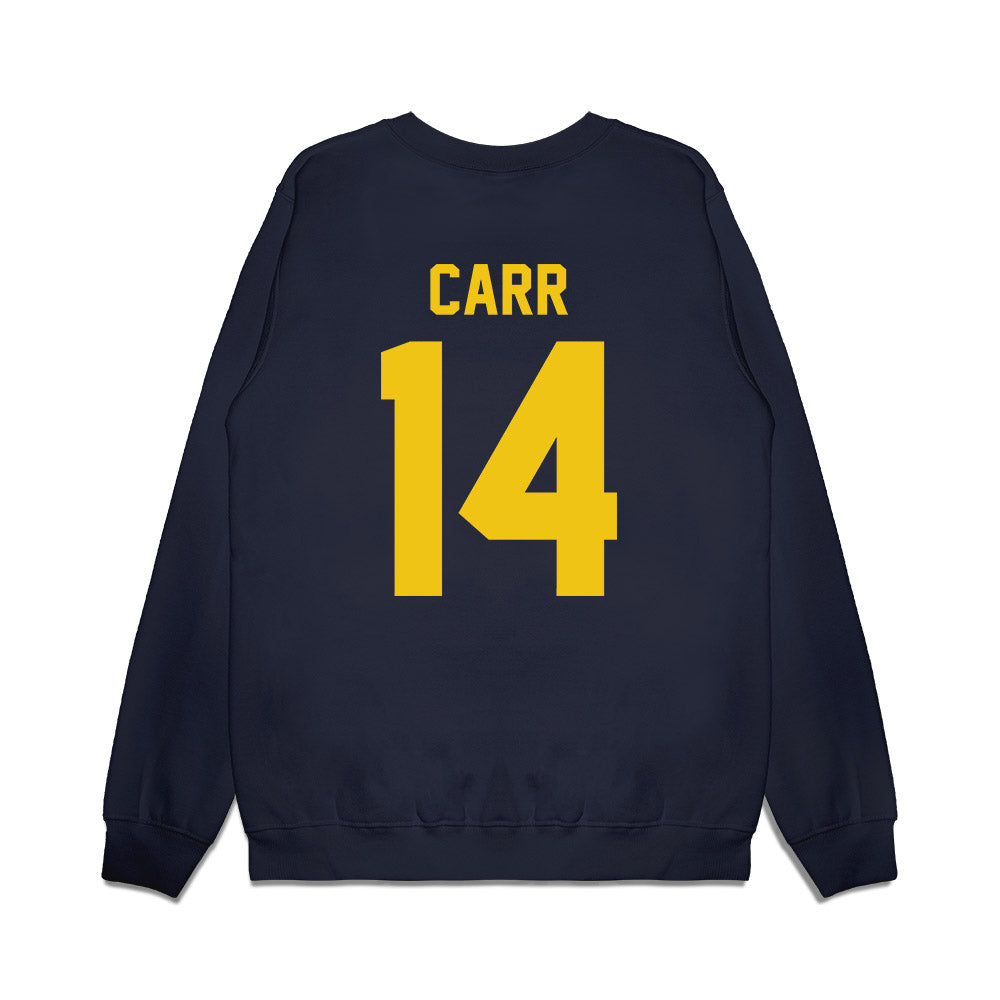 Michigan - NCAA Football : Tommy Carr - Vintage Helmet Premium Crewneck Sweatshirt-1
