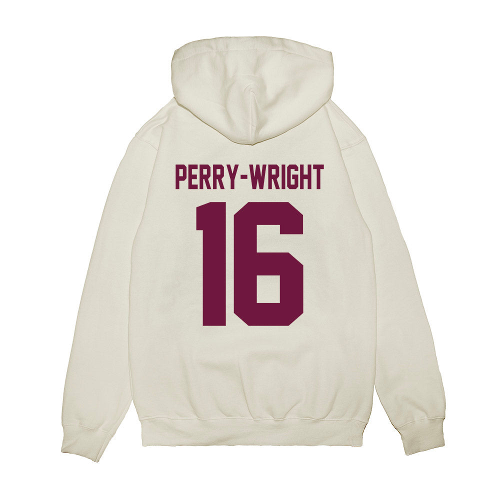 Texas A&M - NCAA Football : Bryce Perry-Wright - Vintage Helmet Premium Hooded Sweatshirt-1