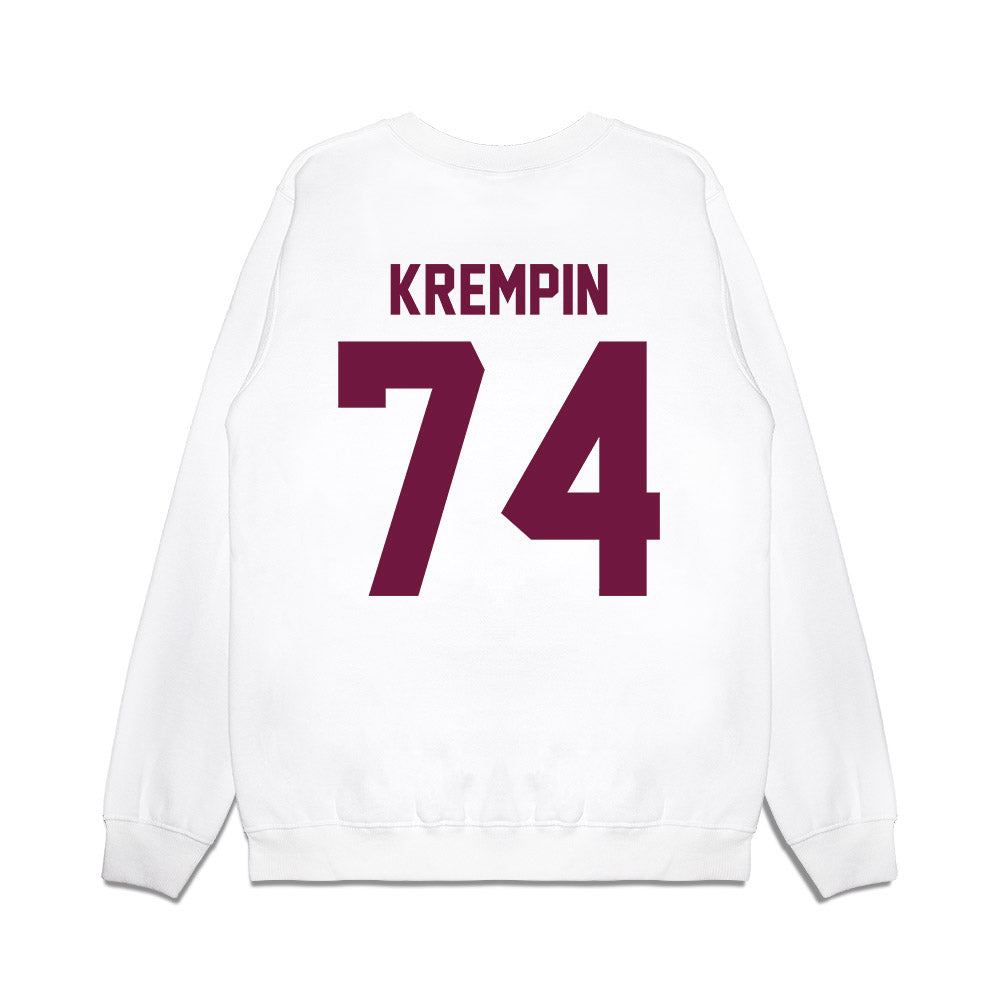 Texas A&M - NCAA Football : Zaden Krempin - Vintage Helmet Premium Crewneck Sweatshirt-1