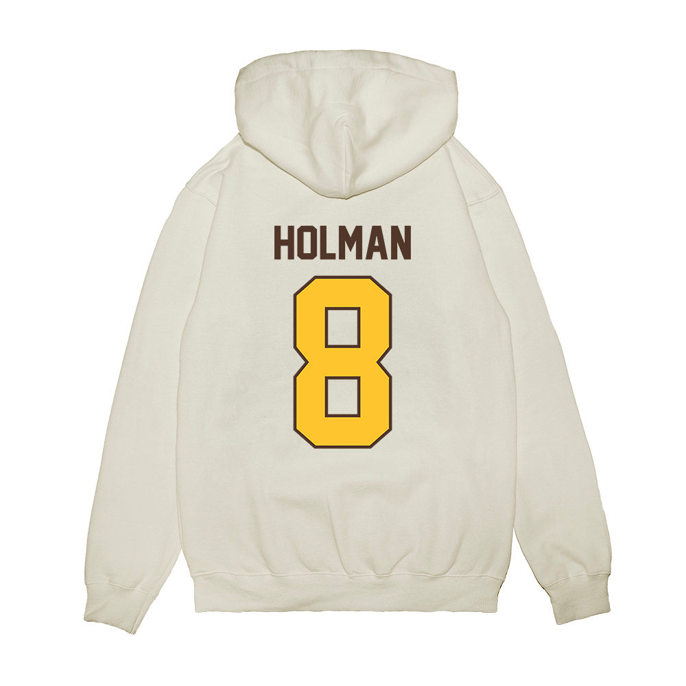 Wyoming - NCAA Football : Markell Holman - Vintage Helmet Premium Hooded Sweatshirt-1
