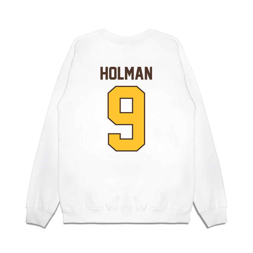 Wyoming - NCAA Football : Jackson Holman - Vintage Helmet Premium Crewneck Sweatshirt-1