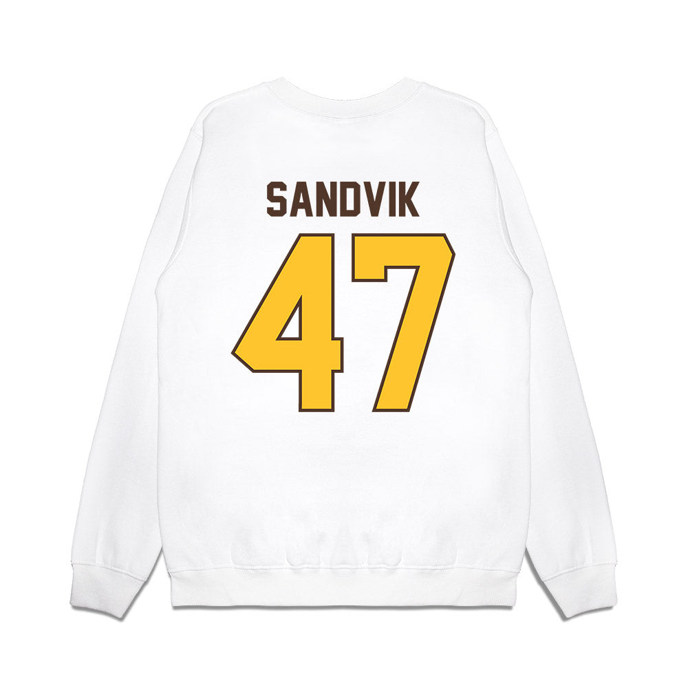 Wyoming - NCAA Football : Erik Sandvik - Vintage Helmet Premium Crewneck Sweatshirt-1